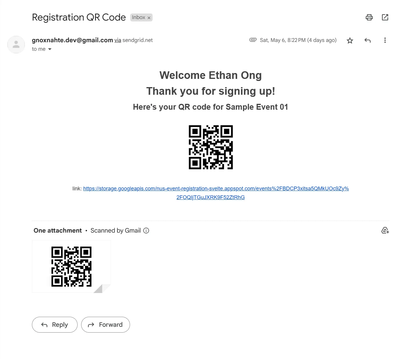 Email With QR Code